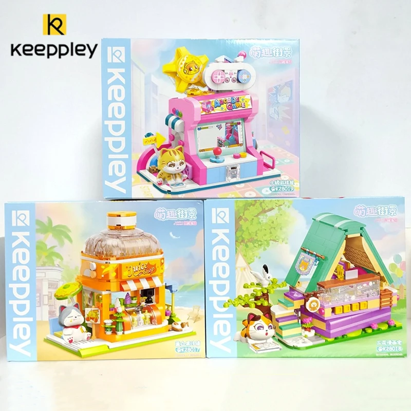 

keeppley building blocks cute street scene series kawaii children's toys assembled model ornaments Christmas birthday gifts