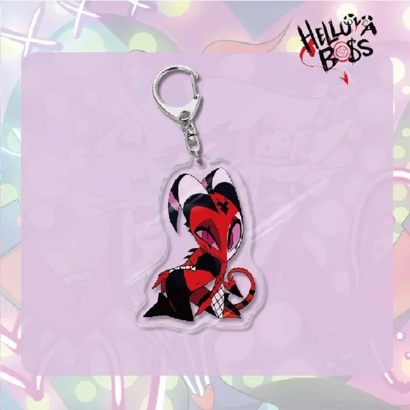 Anime Helluva Boss 6cm Acrylic KeyChain Moxxie Blitzo Loona Men Key Chain for Women Fashion Creative Figure Pendant Gifts