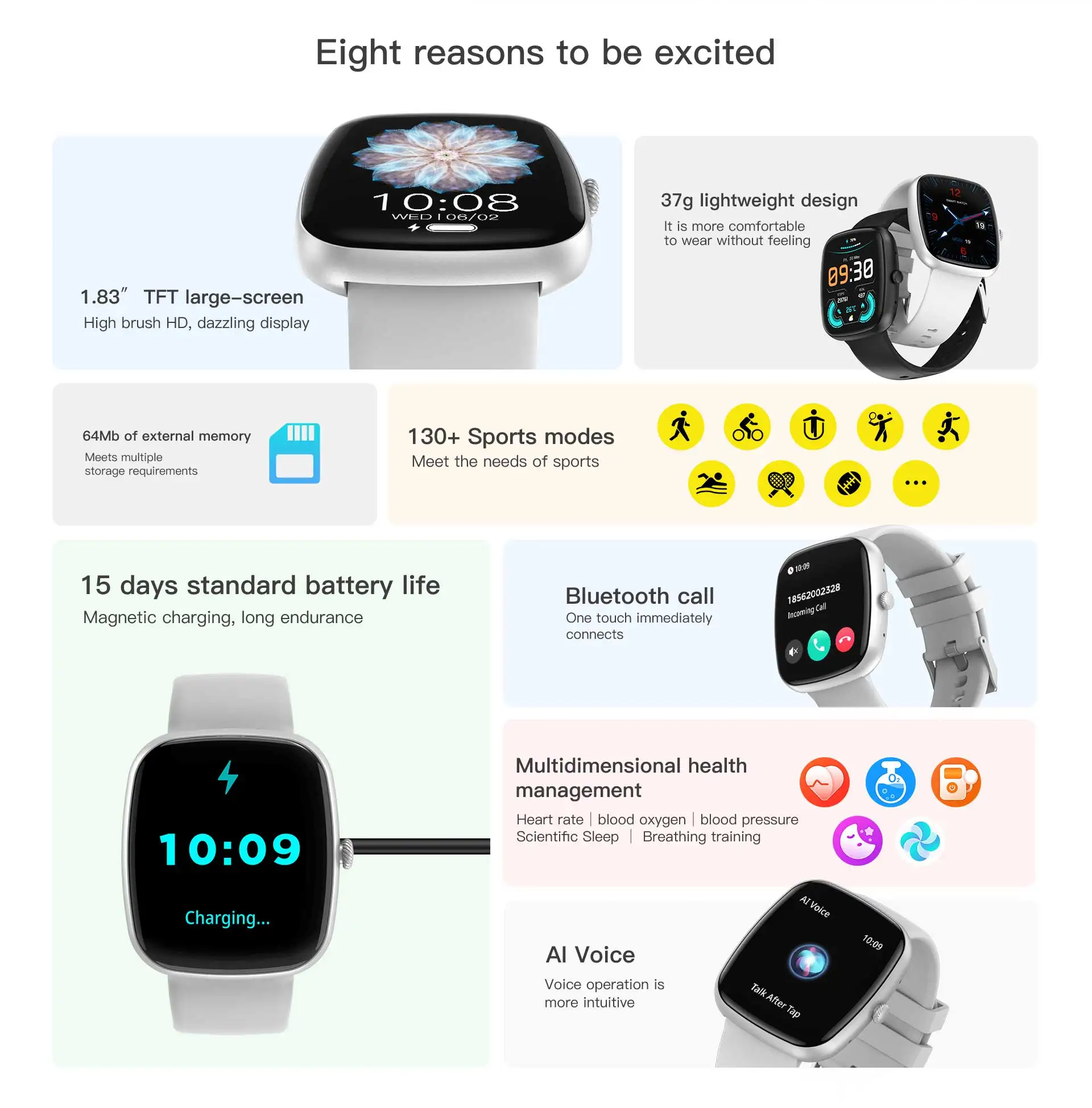 Smart Watch da coppia Nuovo touch screen completo da 1,83 pollici 5.2 Chiamata Bluetooth Modalità fitness multi sportiva Orologio da uomo intelligente 2024