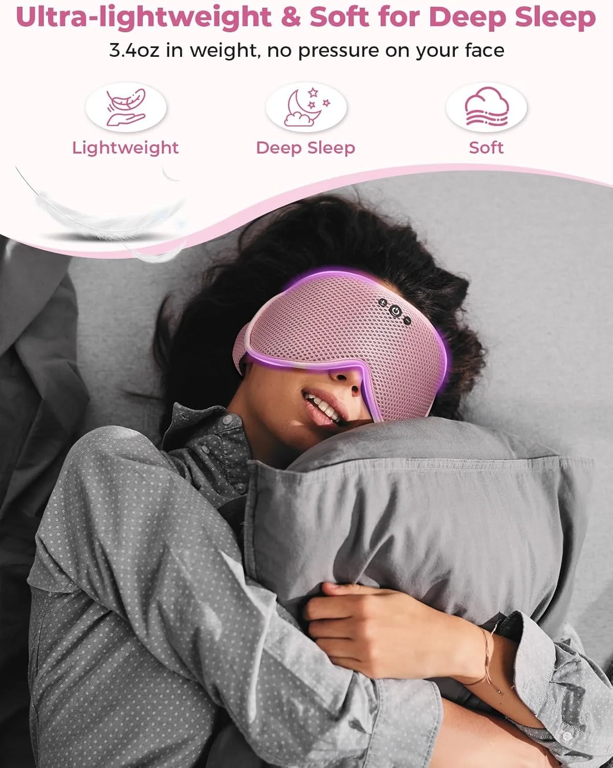 3D Bluetooth Sleeping Mask Headphones Eye Mask Comfortable Wireless Music Call Sleep Mask Noise Reduction Sleeping Adjustable view 2