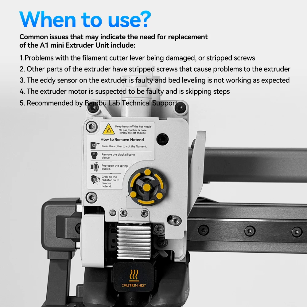 For Bambu Lab A1/A1 Mini Extruder Kit Hardened Steel Extrusion Gear Component Assembly For Bamboo A1 3D Printer Replacement Part