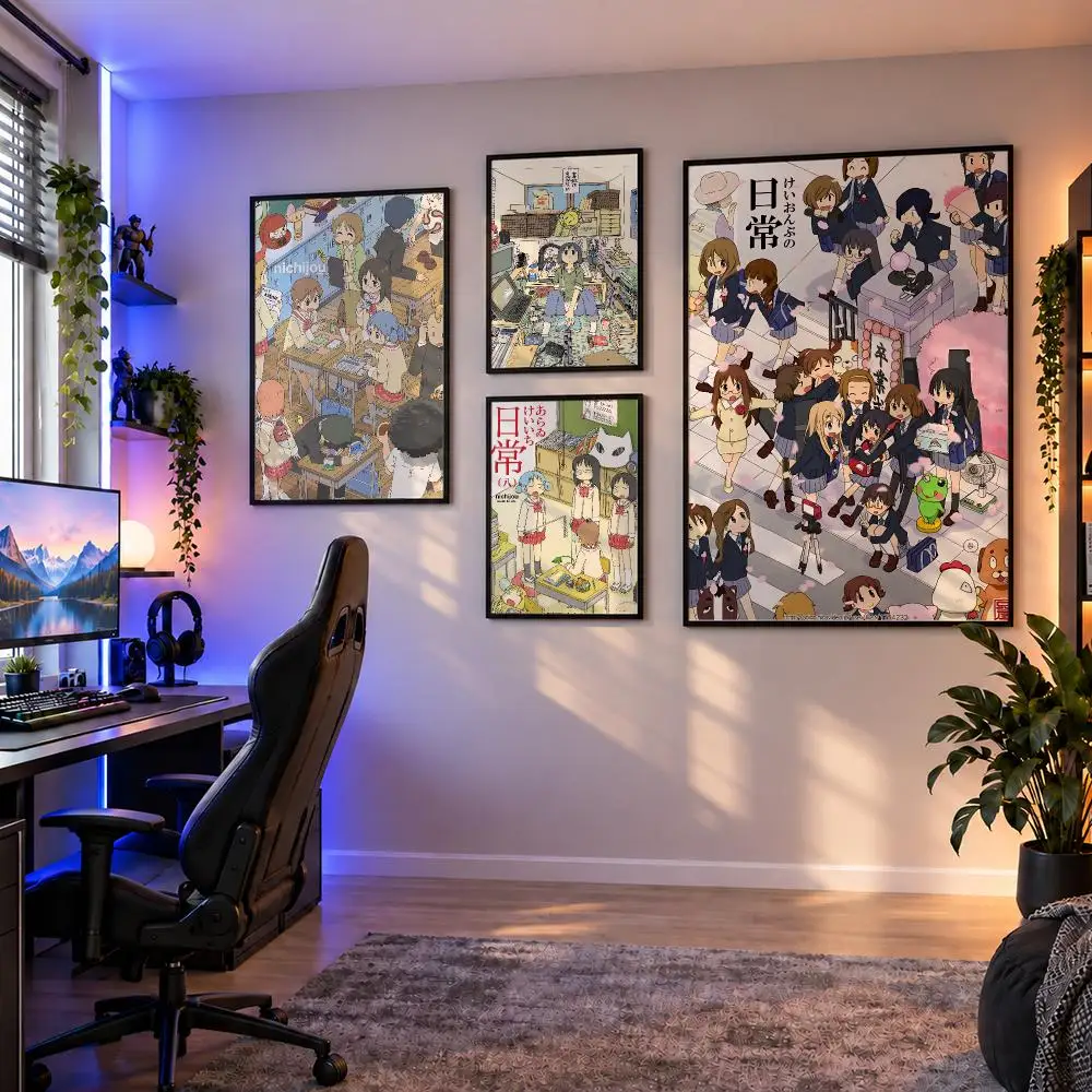 Anime Nichijou Mio Yuuko Comedy Poster Wall Art PP Waterproof HD Self Adhesive Modern Home Decor Living Room Apartment Gift