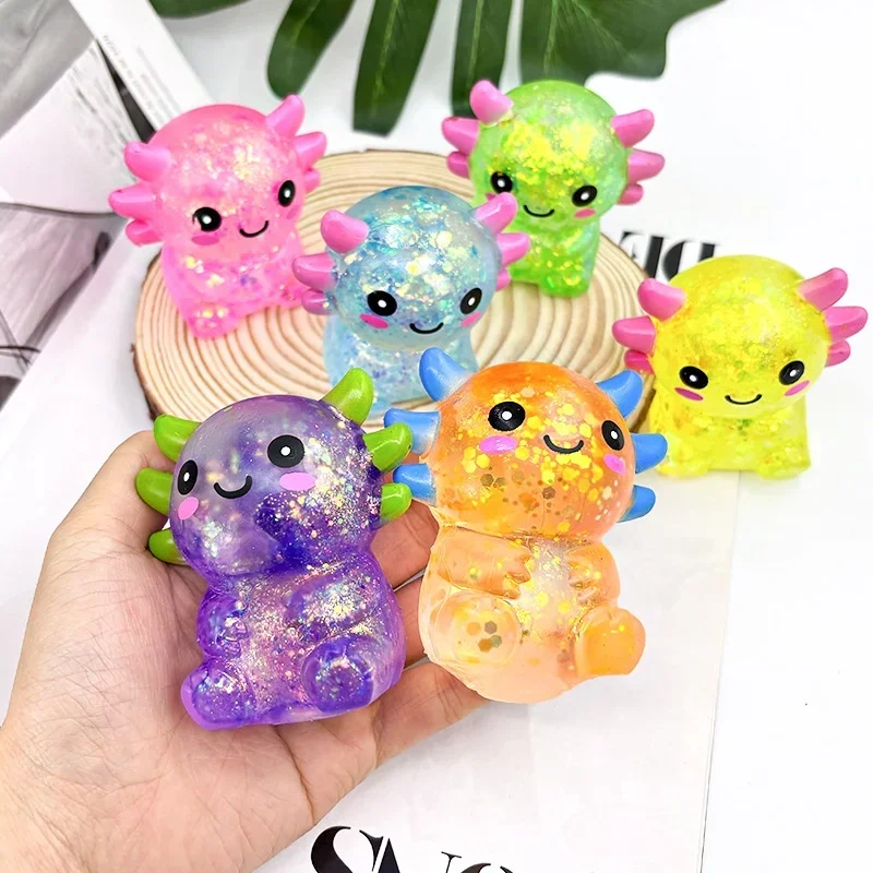 Niedlicher, glitzernder Maltose-Salamander-Stressball, sensorisches Fidget-Spielzeug zum Stressabbau, langsam rückfedernd, Geschenk