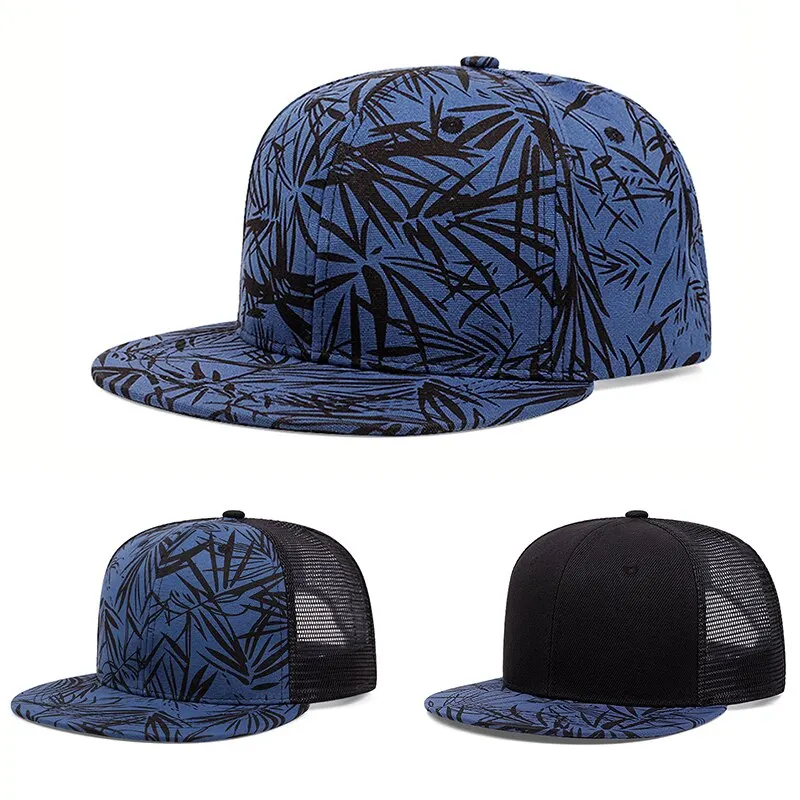 Fashion Baseball Caps Snapback Bamboo Leaf Printing Hats Outdoor Sports Caps Hip Hop Hats Trendy For Men Women Hats Adjustable