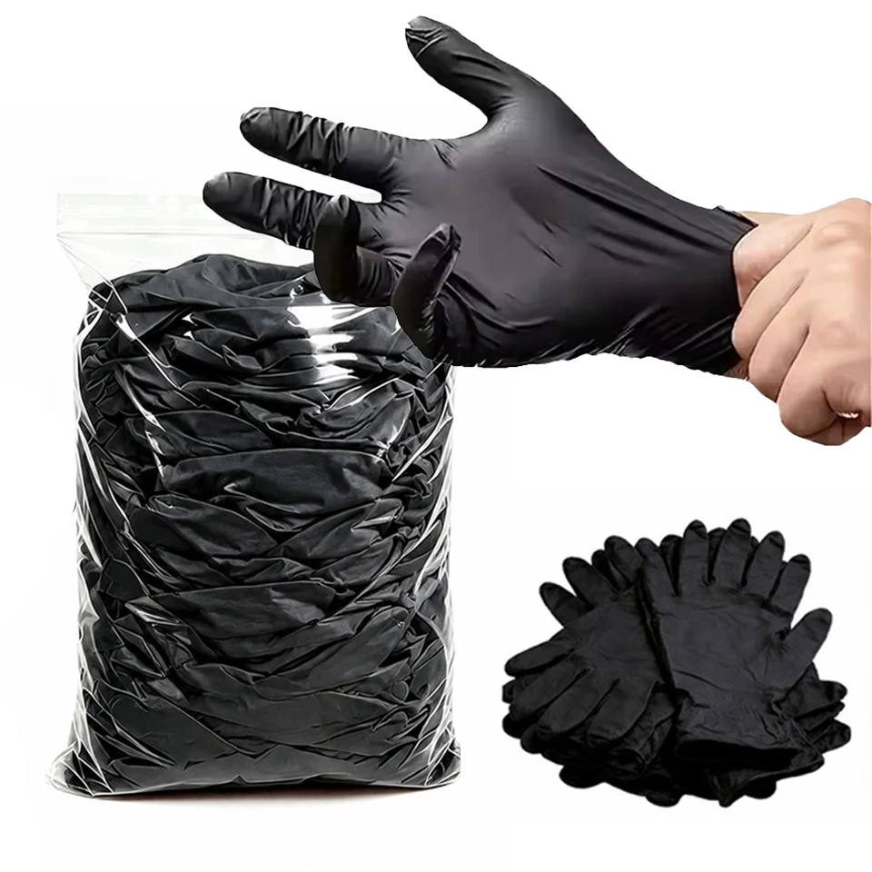 20/50PCS Disposable Black Nitrile Gloves Powder Free Cleaning Gloves for Tattoo Beauty Salon Household Daily Use Cleaning Tool