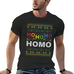 HO HO Ho HOMO Funny Gay Pride Coming Out Ugly Christmas Sweater Gift TShirt vintage t shirt fitted t shirts for men Short Sleeve