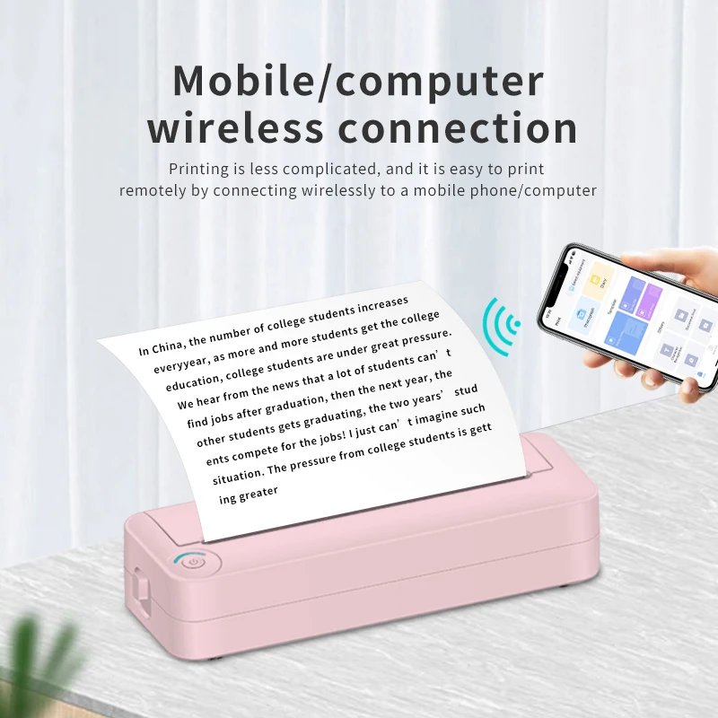 Portable A4 Wireless Bluetooth4.0 Thermal Mobile Printer USB Interface Compatible With Android and IOS for Travel