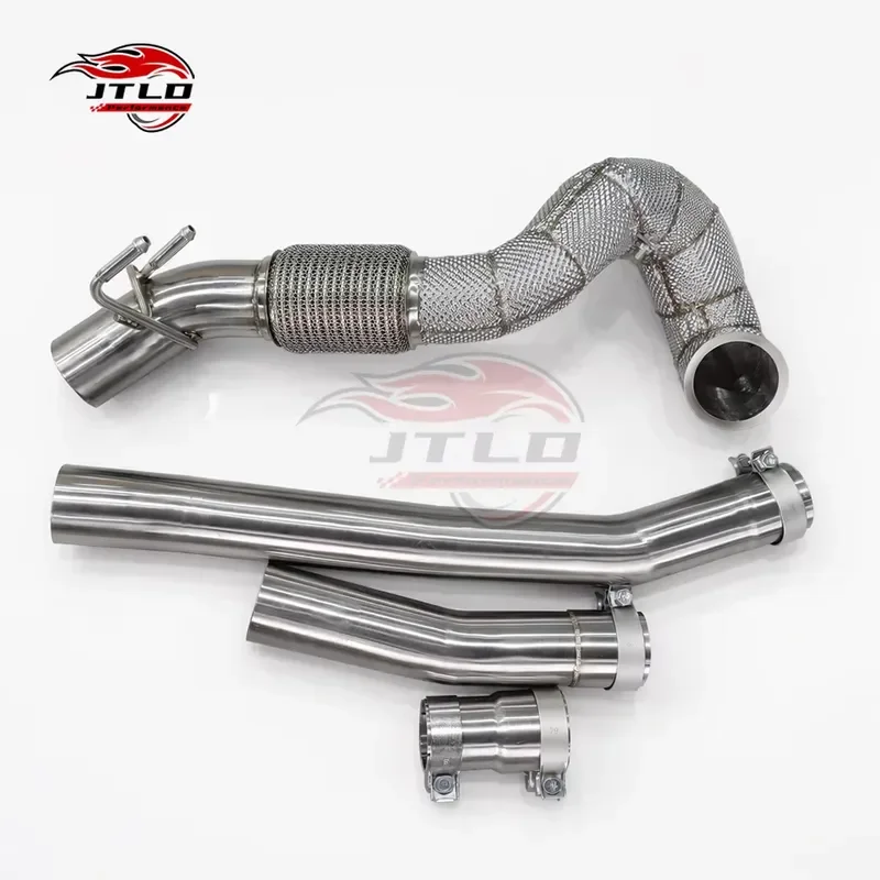 T304 Stainless Steel Downpipe with Heat Shield for Audi TT Mk3 8S FWD 2015 2016 2017 2018 2019 2020 Turbo Exhaust Upgrade