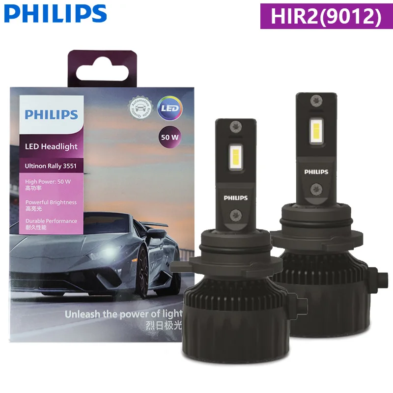 Philips Ultinon Rally 3551 LED H4 H7 H11 HB3 HB4 HIR2 Max. vermogen 50 W 4500LM Autokoplamp 6500 K Wit Max Lumen Watt LED-lampen 2X