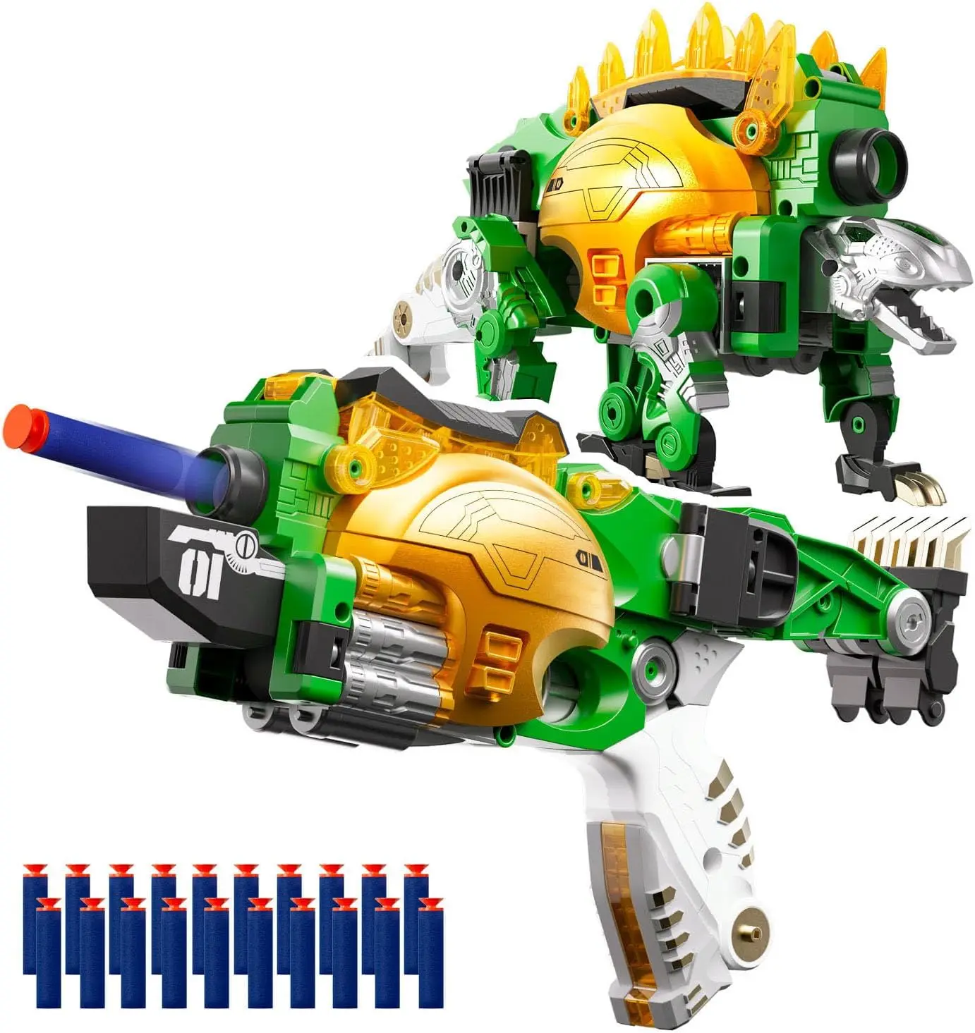 

Blaster Toy Gun Transforming Alloy Dinosaur 2in1 Morphing Toy Soft Bullet Toy Blaster Gun With 20 Foam For Outdoor Shooting Game