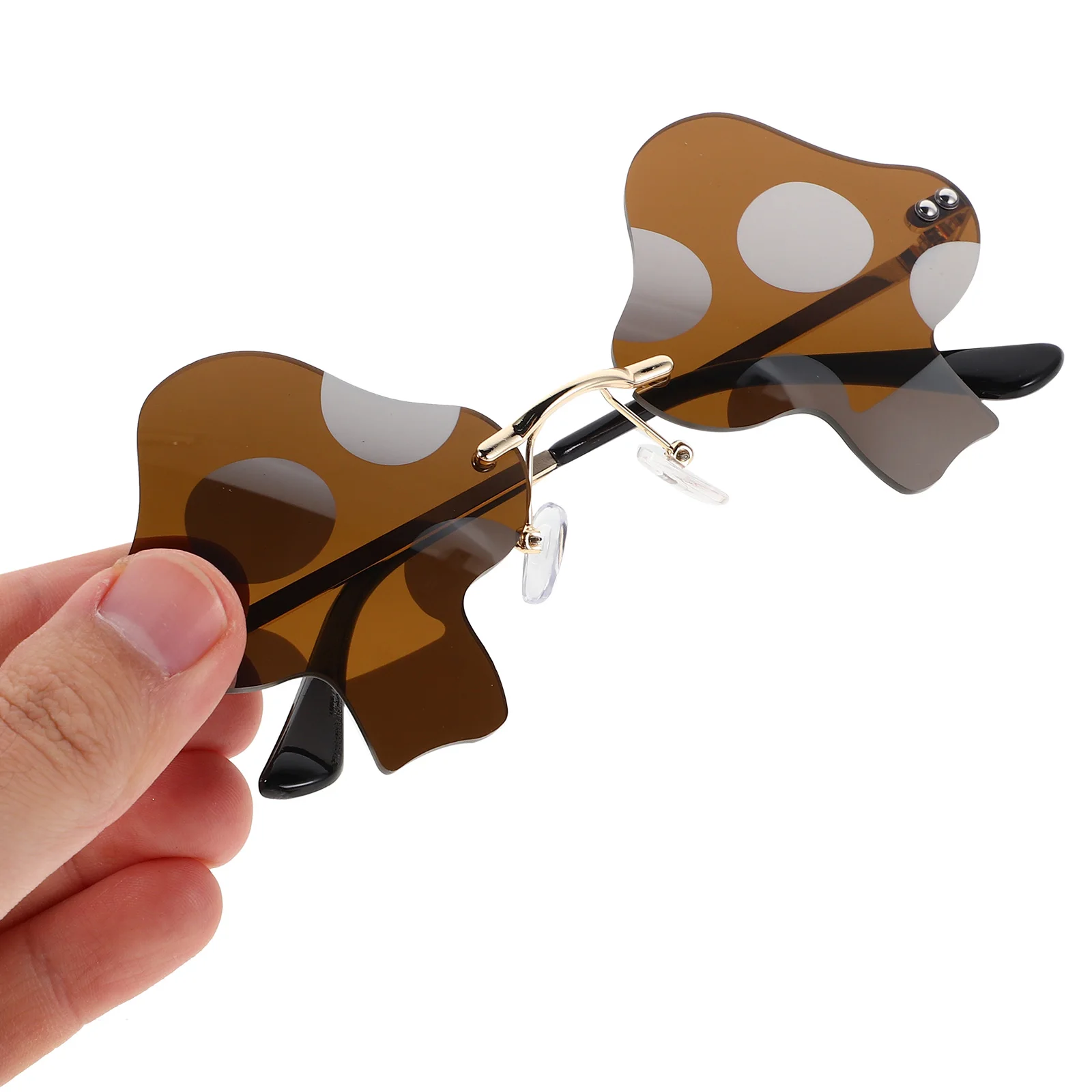 2 Pcs Creative Sunglasses Beach Travel Mushroom Metal Cute Cosplay