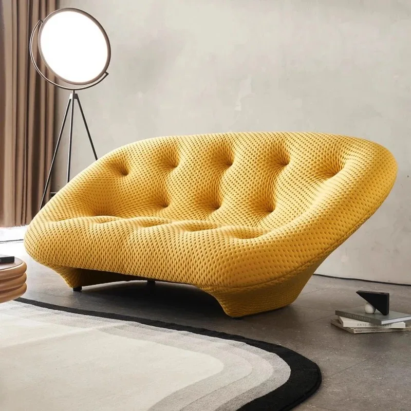 

Curved sofa living room designer small apartment Internet celebrity Italian shell sofa freehand space personalized fabric sofa