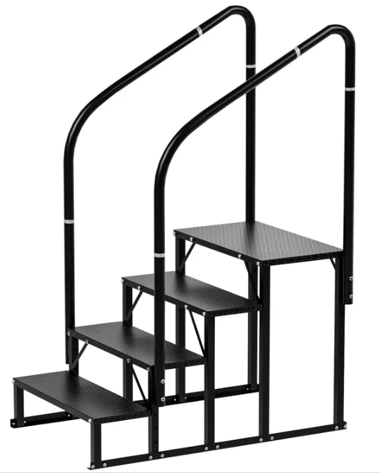 4-Steps RV Stairs With Handrail Non-Slip Hot Tub Mobile Home Camper Entry Steps Durable