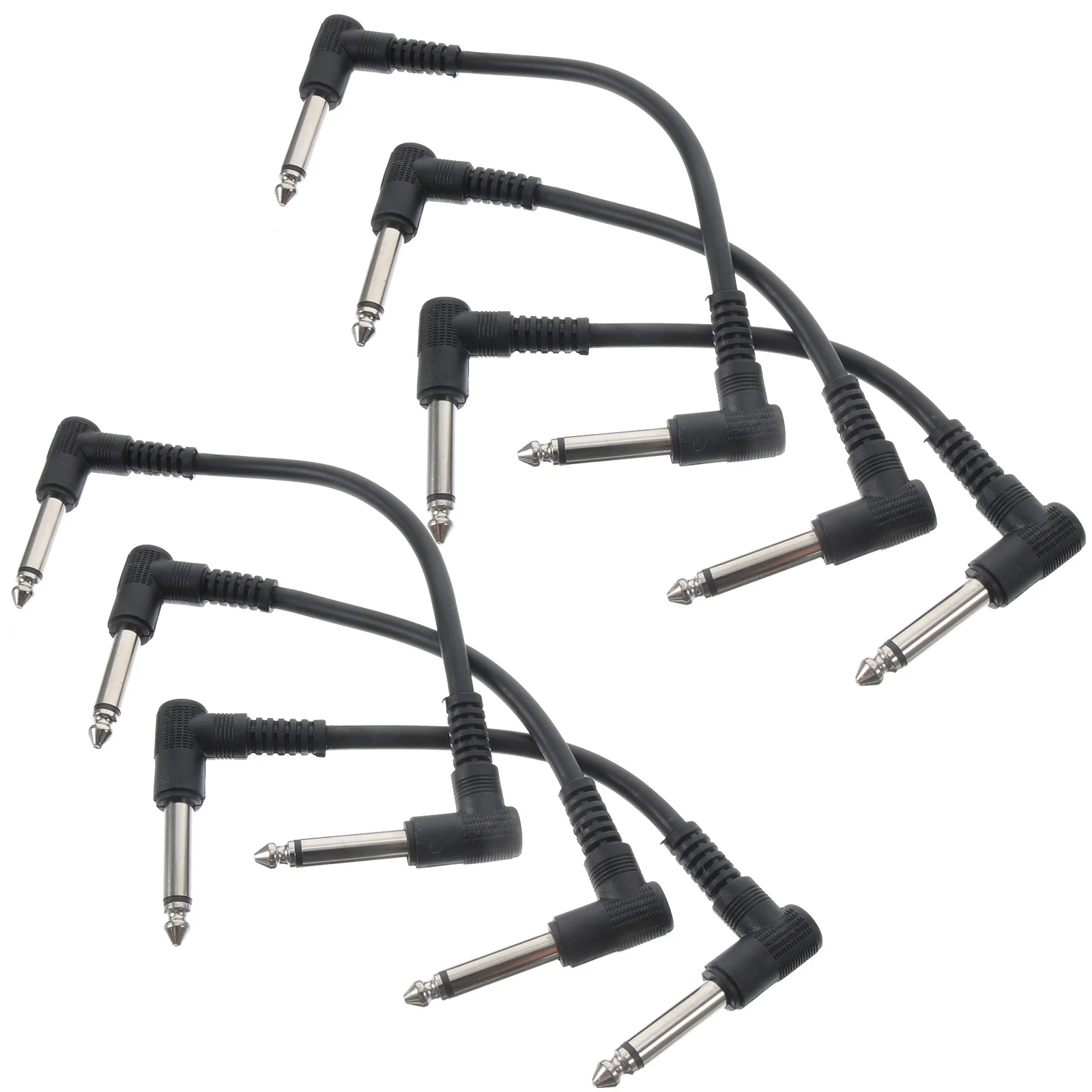 

6pcs 6.35Mm Guitar Patch Cable Flat Design Lightweight Durable Pvc Audio Connect Wire For Electric Guitar Bass Effector Adapter