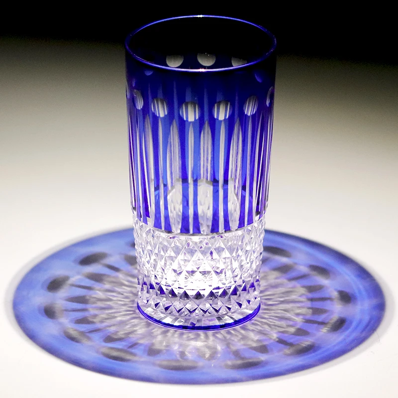 Edo Kiriko Blue Wine Drinking Glass Cup Lead-free Crystal Glass Blue Hand-blown Hand-carved Glasses Best Gift For Wedding