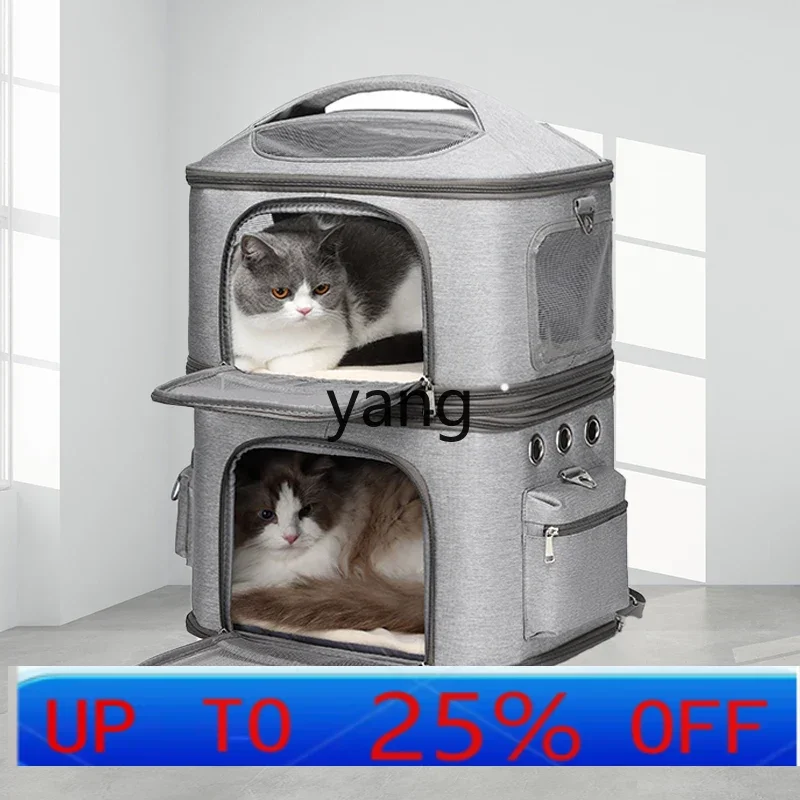 CX Double Layer Cat Bag Portable Backpack Large Capacity Two Double Layers Can Be Separated Portable Folding