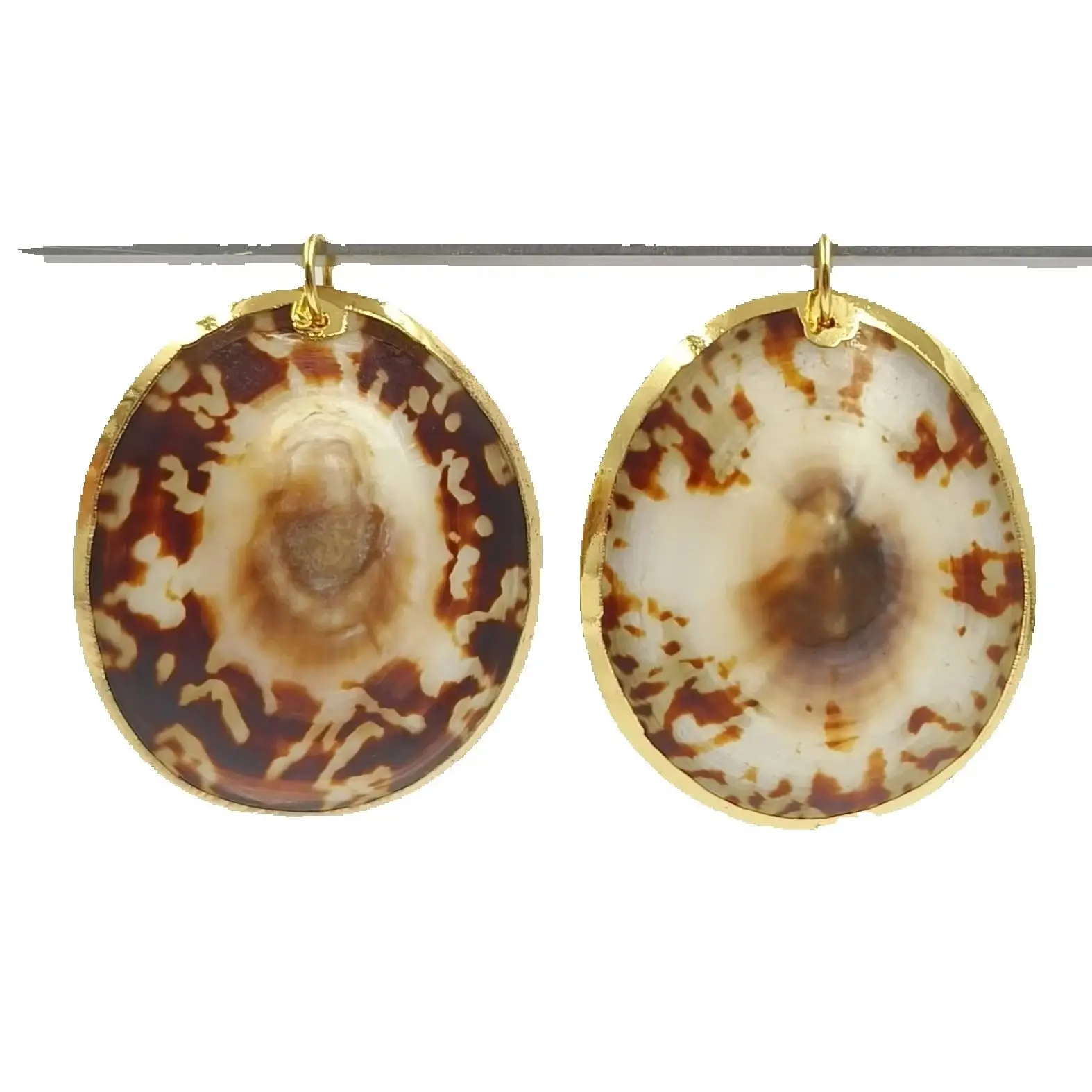 WT-JP500 Natural Patterns Unique Coffee And White Colored Turtle Shell Oval Shape Pendants Accessory Crafts Making
