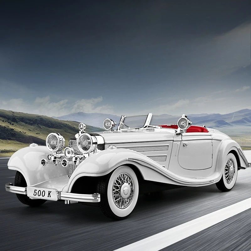 

1:18 500K классический автомобиль из сплава, литая под давлением металлическая модель, звуковые и световые игрушки, коллекция подарков для хобби, игрушки для мальчиков