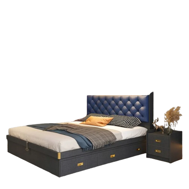 High End Nordic Double Bed European Single Cheap Sleeping Bedroom Double Bed Queen Design Letto Matrimoniale Bedroom Furniture