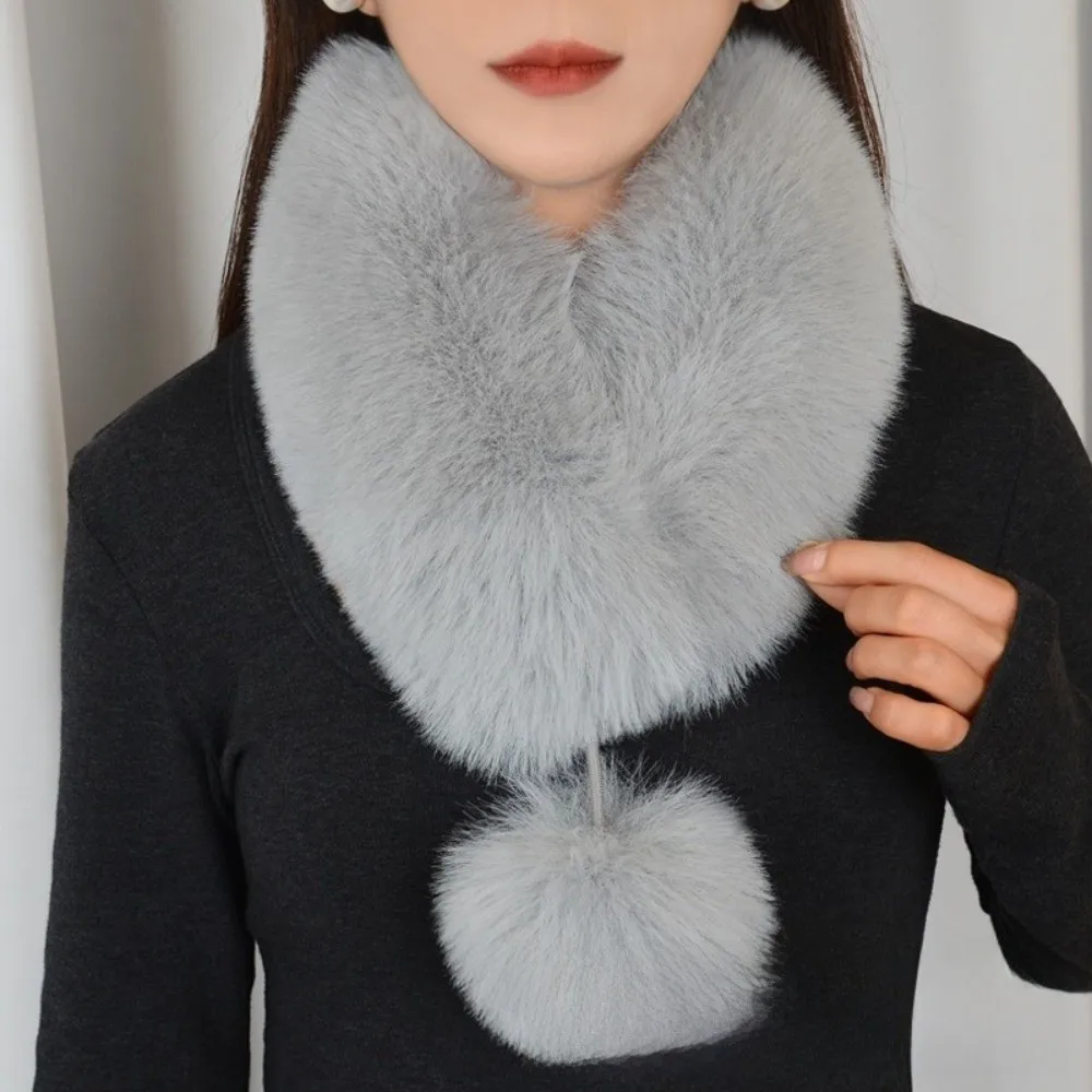 

Elegant Thickened Plush Scarf Keep Warm Magnetic Cross Neck Warmer Neck Wrap Solid Color Imitation Fur Scarf Ladies