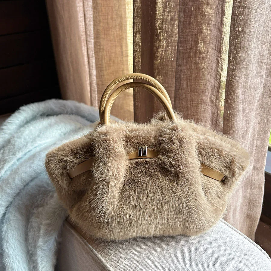 

Women Handbags Designer Soft Plush Small Tote Bag Cute Warm Winter Shoulder Crossbody Bags 2025