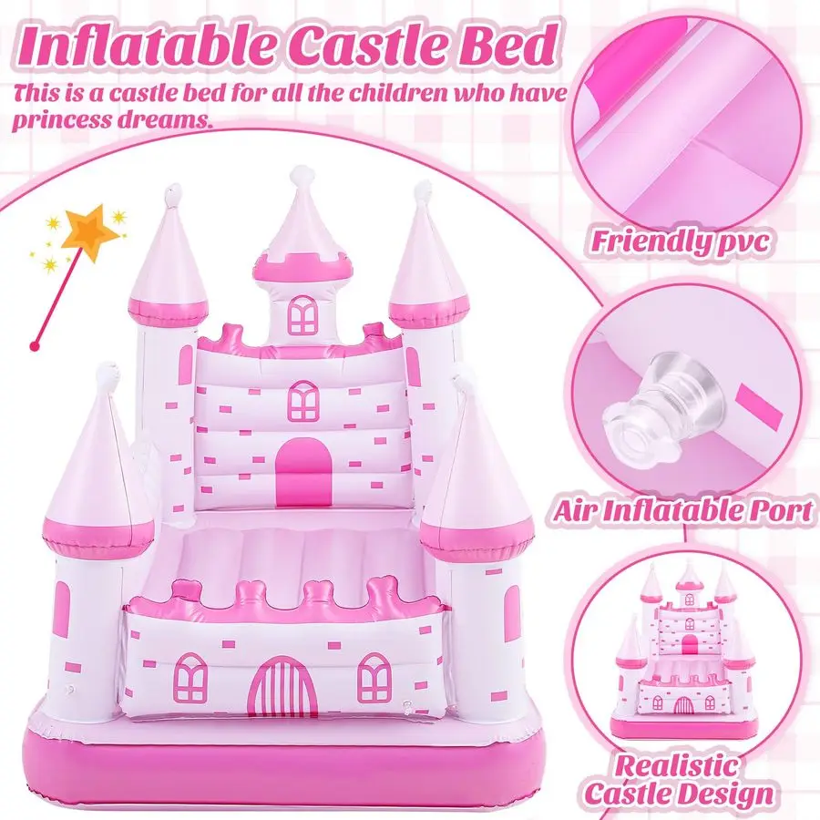 سرير أطفال قابل للنفخ من Castle، سرير سفر للأطفال الصغار مع مصد أمان ومرتبة هوائية مرتبة هوائية محمولة مع مضخة لقضاء العطلات #3