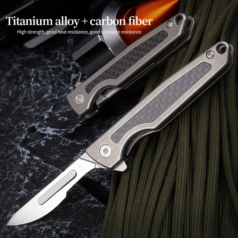 Titanium Alloy Scalpel Folding Knife Outdoor Survival Camping Portable EDC Tool High Hardness Multifunctional Uility Knife