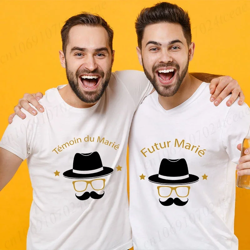Evg المستقبل العريس تي شيرت رجالي مضحك الجرافيك المشاركة حفل زفاف تيز الفرنسية العريس فريق البكالوريوس فرقة Y2k القمم #3