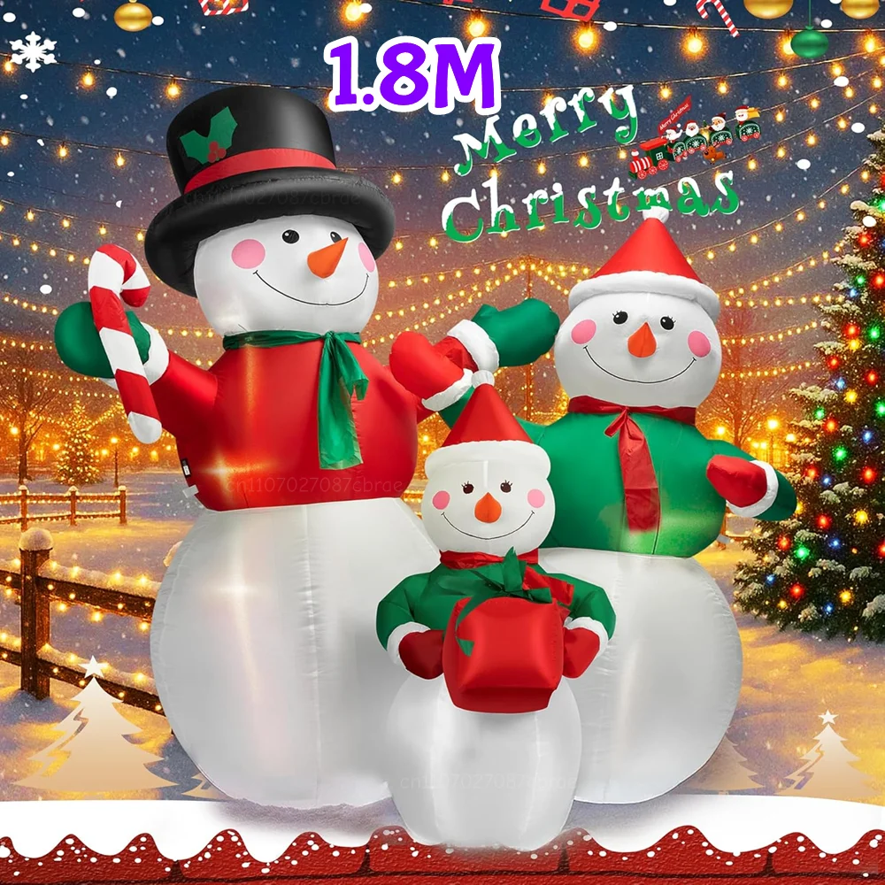 

6FT Christmas Inflatable Snowman Family With Built-in LED Lights, For Indoor Outdoor Lawn Garden Courtyard Holiday Decoration