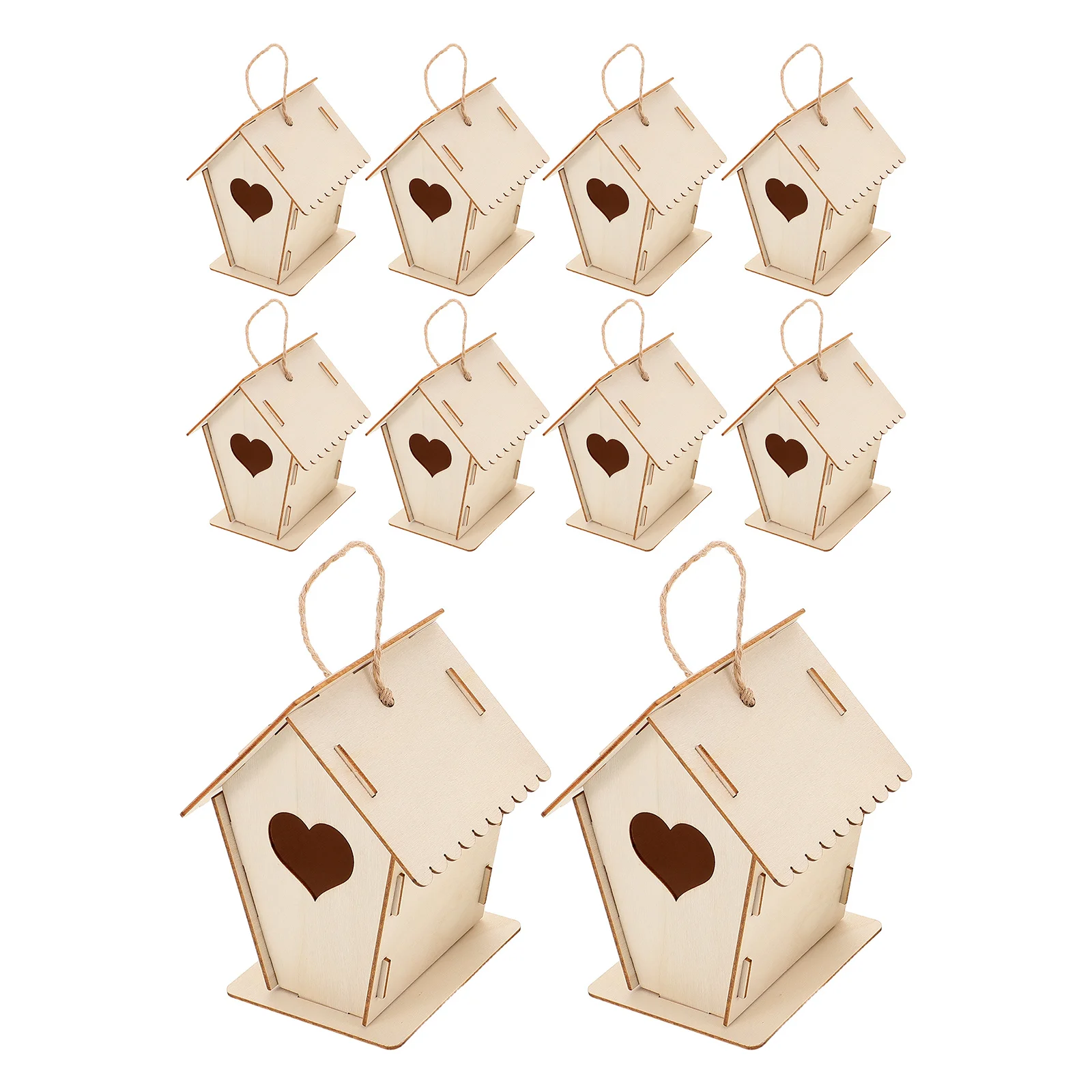 12Pcs Wooden Birdhouse Kit for Kids DIY Unfinished Hanging Bird Houses Outdoor Garden Decor Craft Building Painting Project
