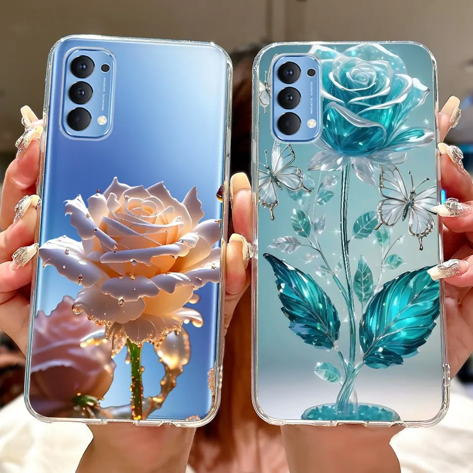 حافظة لهاتف OPPO Reno4 4Pro 4G أنيقة على شكل فراشة مزهّرة لهاتف oppo Reno4 Pro Reno 4 4G CPH2113 CPH2109 حافظة من السيليكون الناعم من البولي يوريثان
