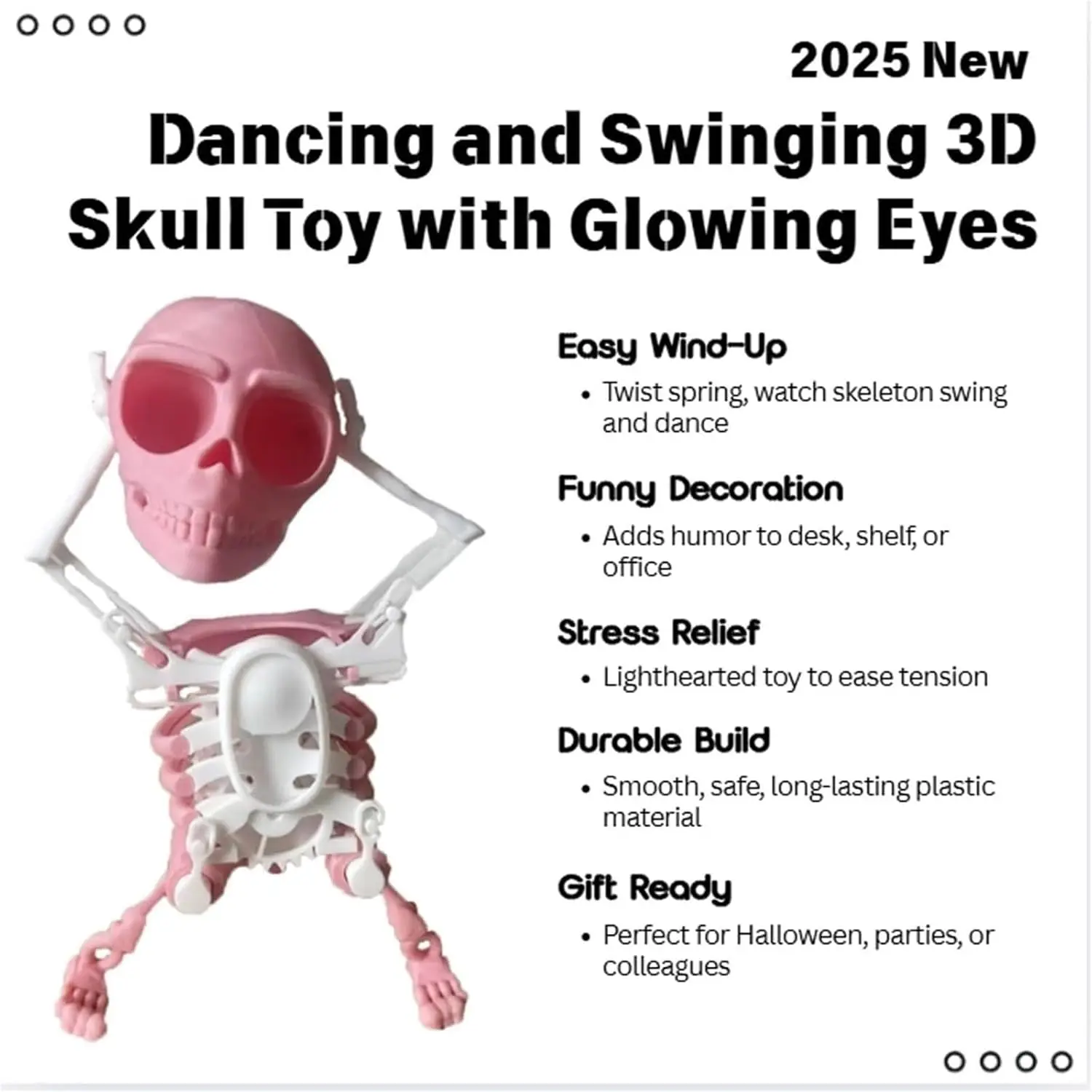 Midnight Bone Rave! Halloween Wind-Up Skeleton Toy, Hypnotic Swinging Dance for Spooky Party Scenes
