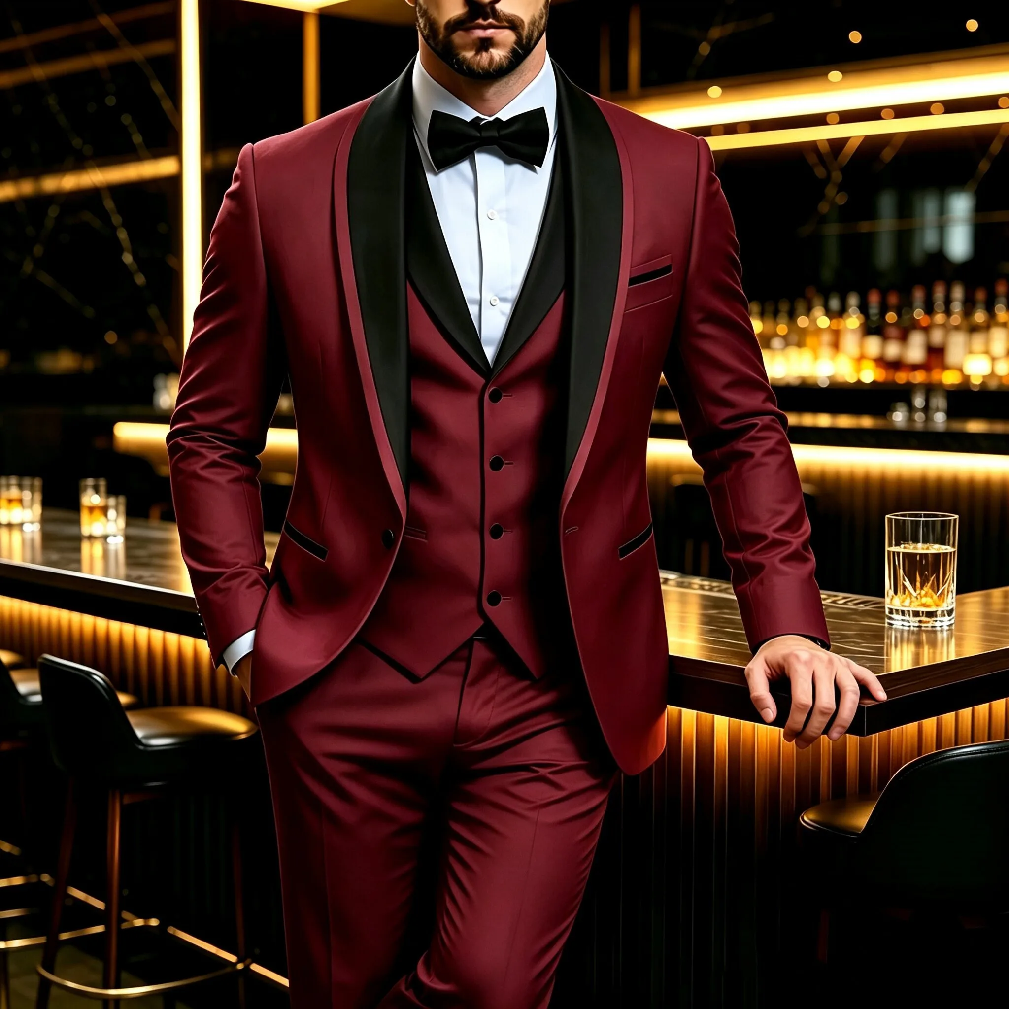 Image of Herren-Anzug mit Blazer, 3-teiliges Set (Blazer + Weste + Hose), geeignet für Business, Hochzeit und Party.