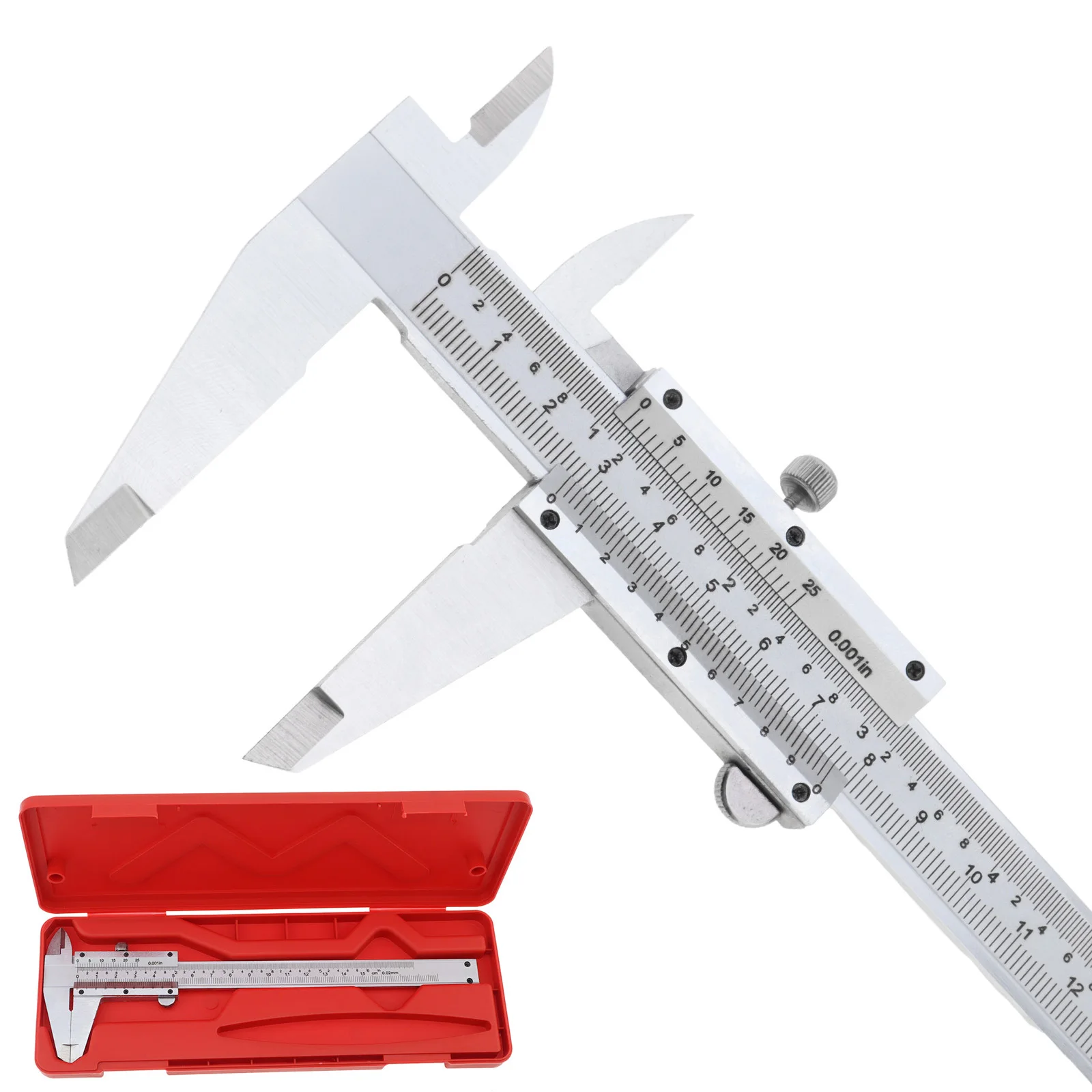 

1pcs Metric Imperial Vernier Caliper 150mm 200mm 300mm Double Scales Carbon Steel Resolution 0.02mm Thick Manual Slide Caliper