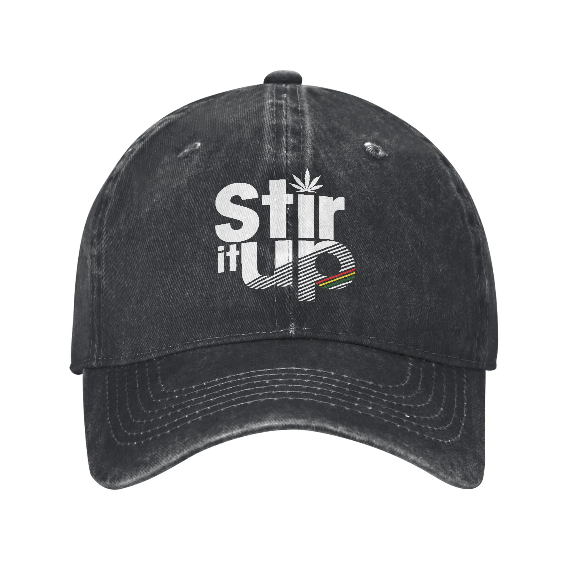 Classic Stir It Up Baseball Caps Men Women Distressed Denim Snapback Cap Bob Marley Reggae Rasta Outdoor Golf Adjustable Fit Cap