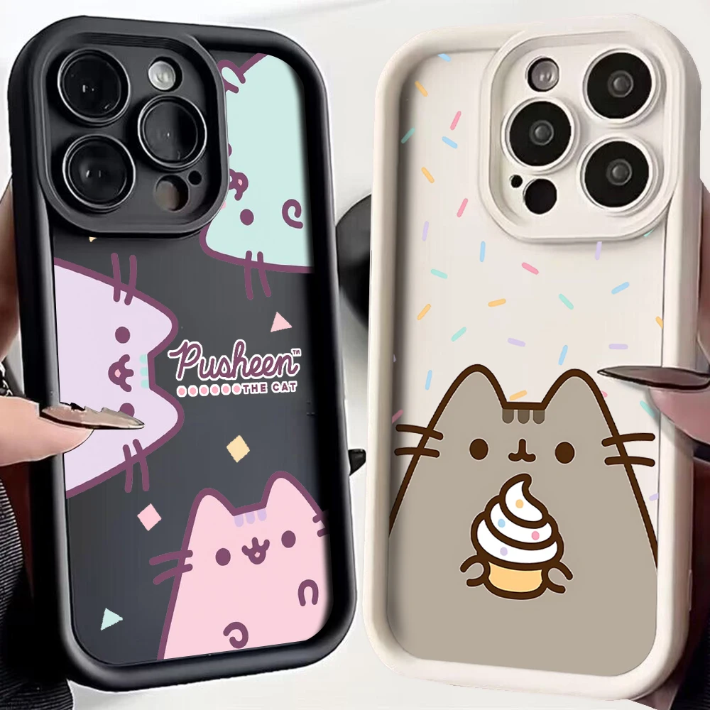 Cute Cartoon Cat P-Pusheens Phone Case for IPhone 16 15 14 13 12 11 Pro Max Mini XR XS X 7 8 Plus Soft TPU Back Cover