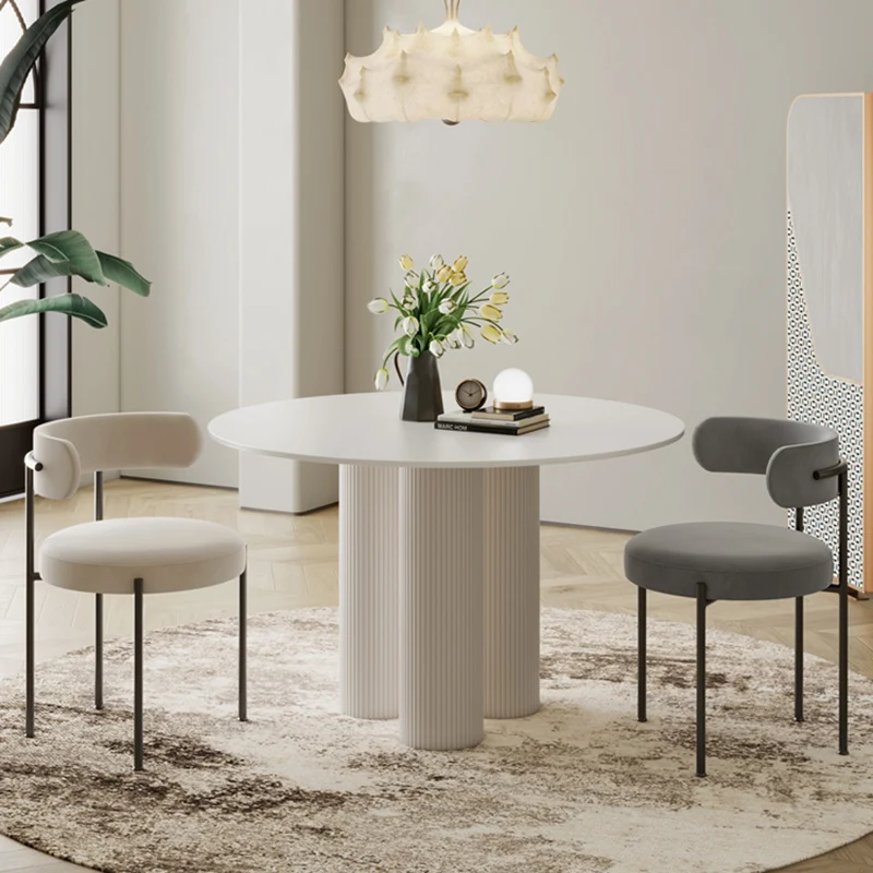 Round Dining Table Set 4 Chairs Marble Nordic Dining Table Minimalist Luxury Comedor De 4 Silla Set Furniture OK50CZ