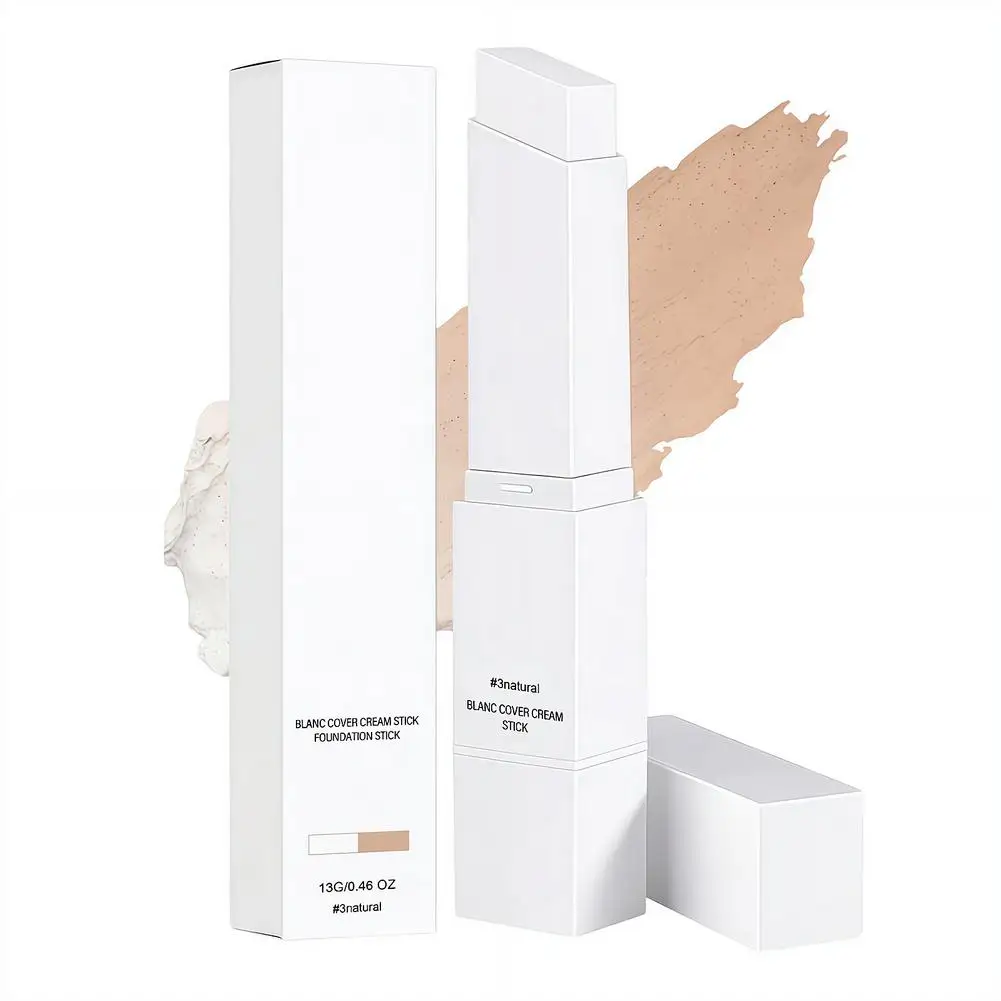 Base de Maquillaje en Barra que Cambia de Color con Cubierta de Brocha Desmontable, Base en Crema de Alta Cobertura