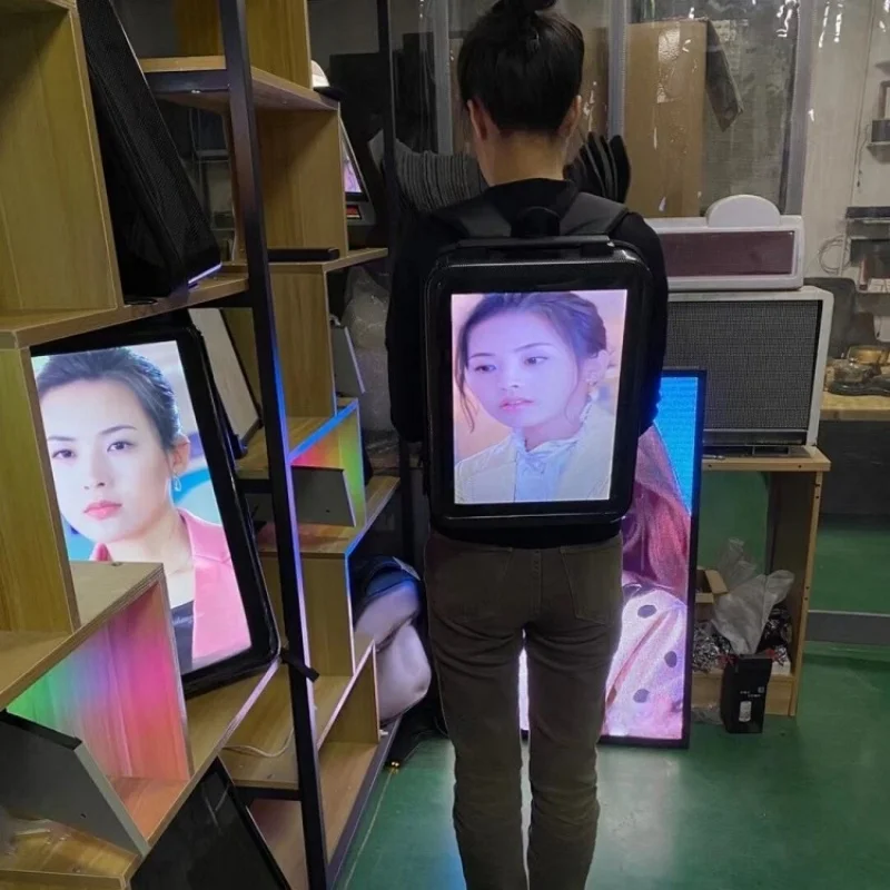 Full LCD Backpack Light Box Waterproof Portable High Brightness Outdoor Advertising Display LCD Screen Multimedia Player