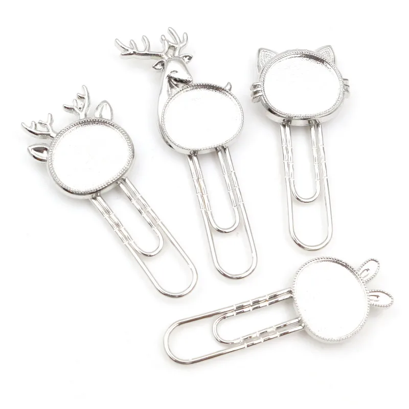 Image 6: 10-20 pcs/lot Chat Cerf Signet Trombone Cabochon Base Blanks Paramètres et Verre Cabochon Cameo BRICOLAGE Fabrication de Bijoux Accessoires