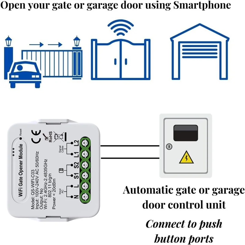 Il modulo interruttore per tende intelligente B44C Tuya collega il motore elettrico dell'otturatore delle tende a rullo per Alexa Google Home