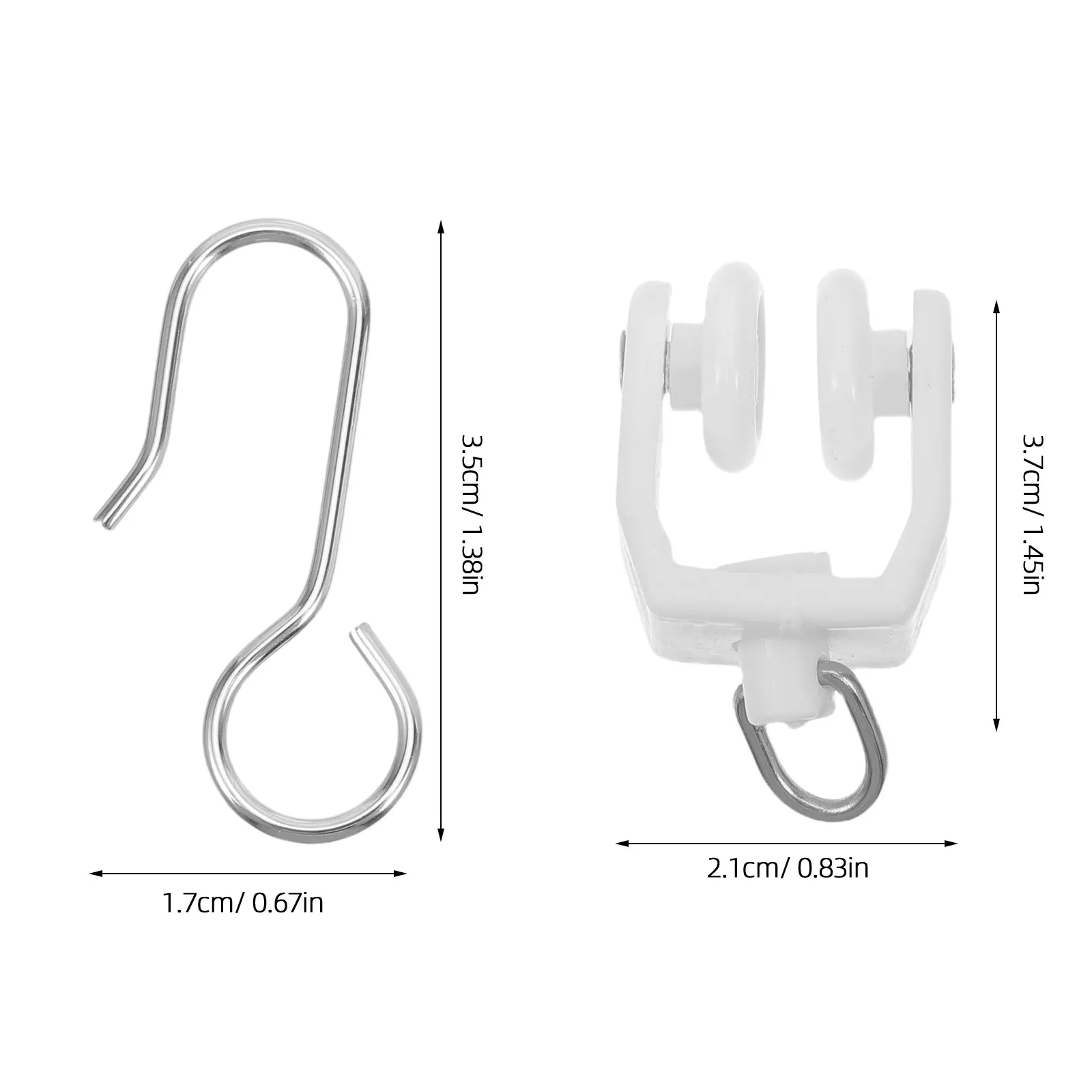 20Sets Curtain Track Glider Hooks Heavy Duty Plastic Silent Rollers for Living Room Bedroom Motorhome Curtain Track Accessories