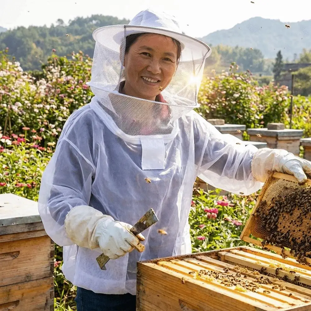 Breathable Beekeeping Suit Hooded Veil Mesh Smock Beekeeper Clothes Half Body Wear-resistant Protective Equipment Bee Keeping