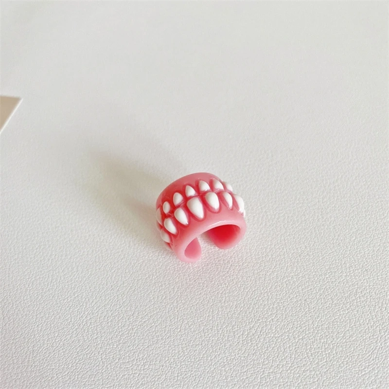 Creative Design Teeth Brackets Lovely Resin Rings for Women Men Open Lover Rings