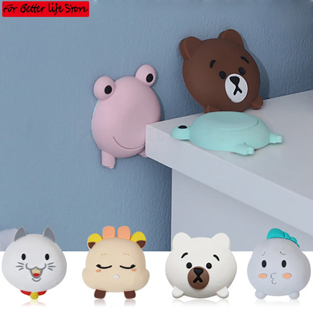 cartoon doorknob wall art pad thick silicone doorstop refrigerator cute mute anticollision stickers self-adhesive wall sticker