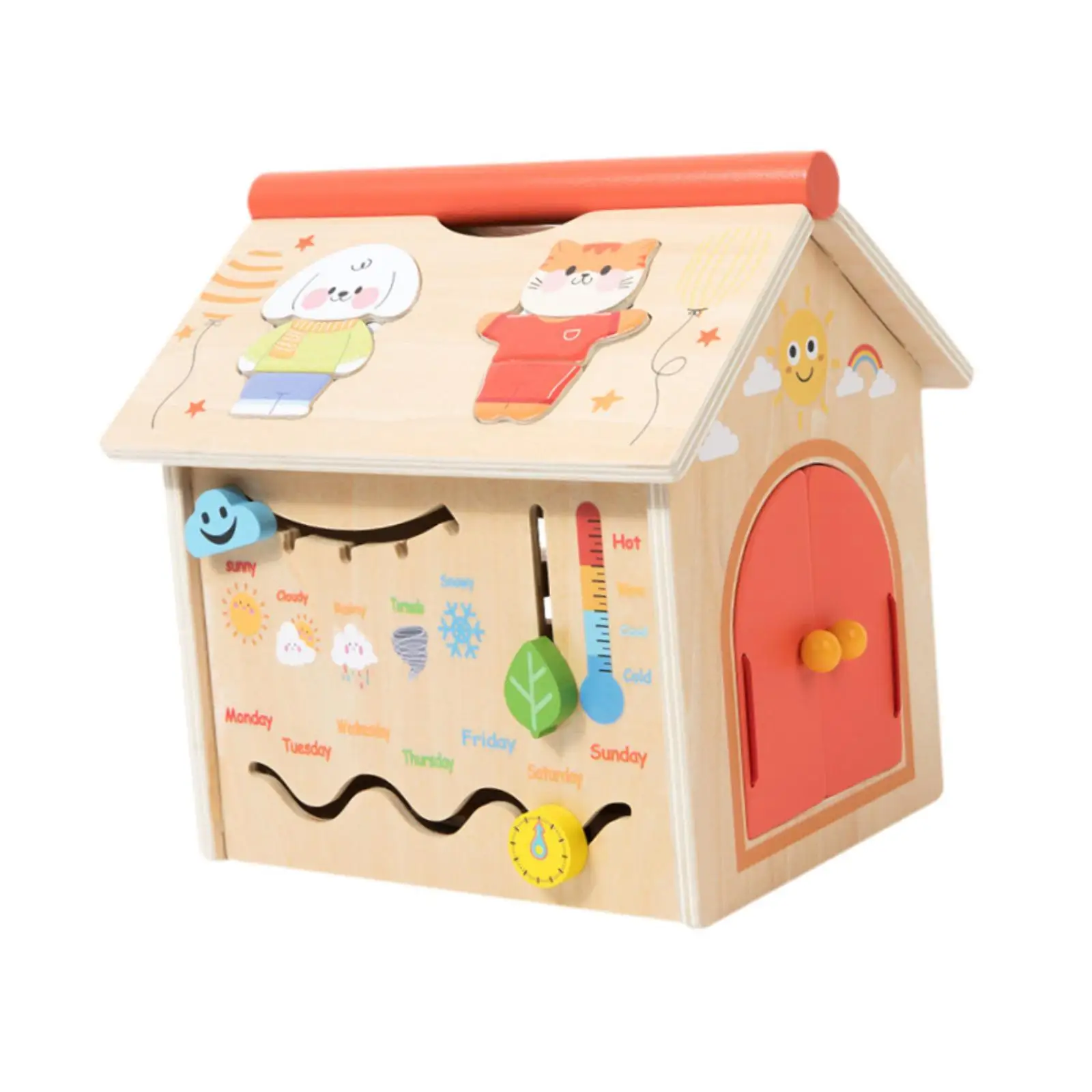 Wooden House Montessori Toy Early Education Toy Holiday Gift Kids Girls Boys