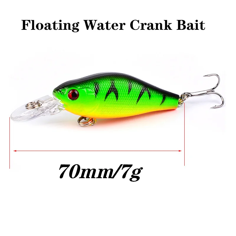 1Pcs Crank Wobbler Fishing Lure 70mm 7g Minnow Floating Swimbait Crankbait Plastic Artificial Baits for Bass Pike Pesca Jerkbait