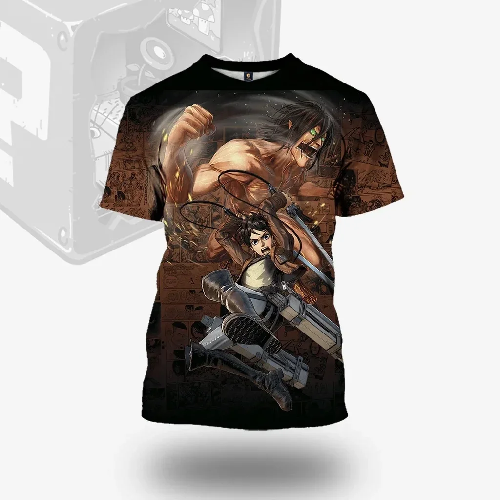 

In 2025, a New 3D Summer Men's Print Attack Titan Necklace T-shirt, Casual Sportswear, Casual Short-sleeved Children's Top