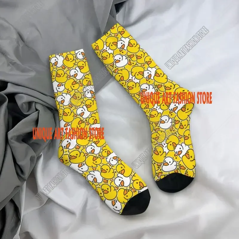Cute Rubber Ducks Pattern Men's Crew Socks Unisex Funny Non-Slip Funny Crazy Socks