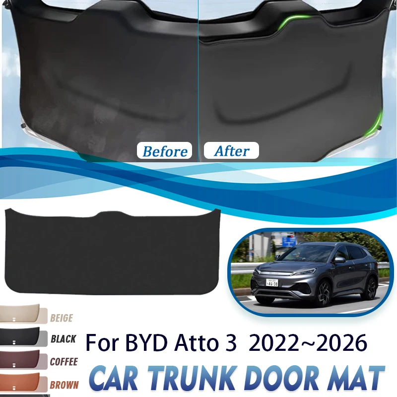 Car Rear Trunk Door Cover For BYD Atto 3 Yuan Plus 2022 2023 2024 2025 2026 Anti-dirty Mat Tailgate Pad Carpets Auto Acesssories